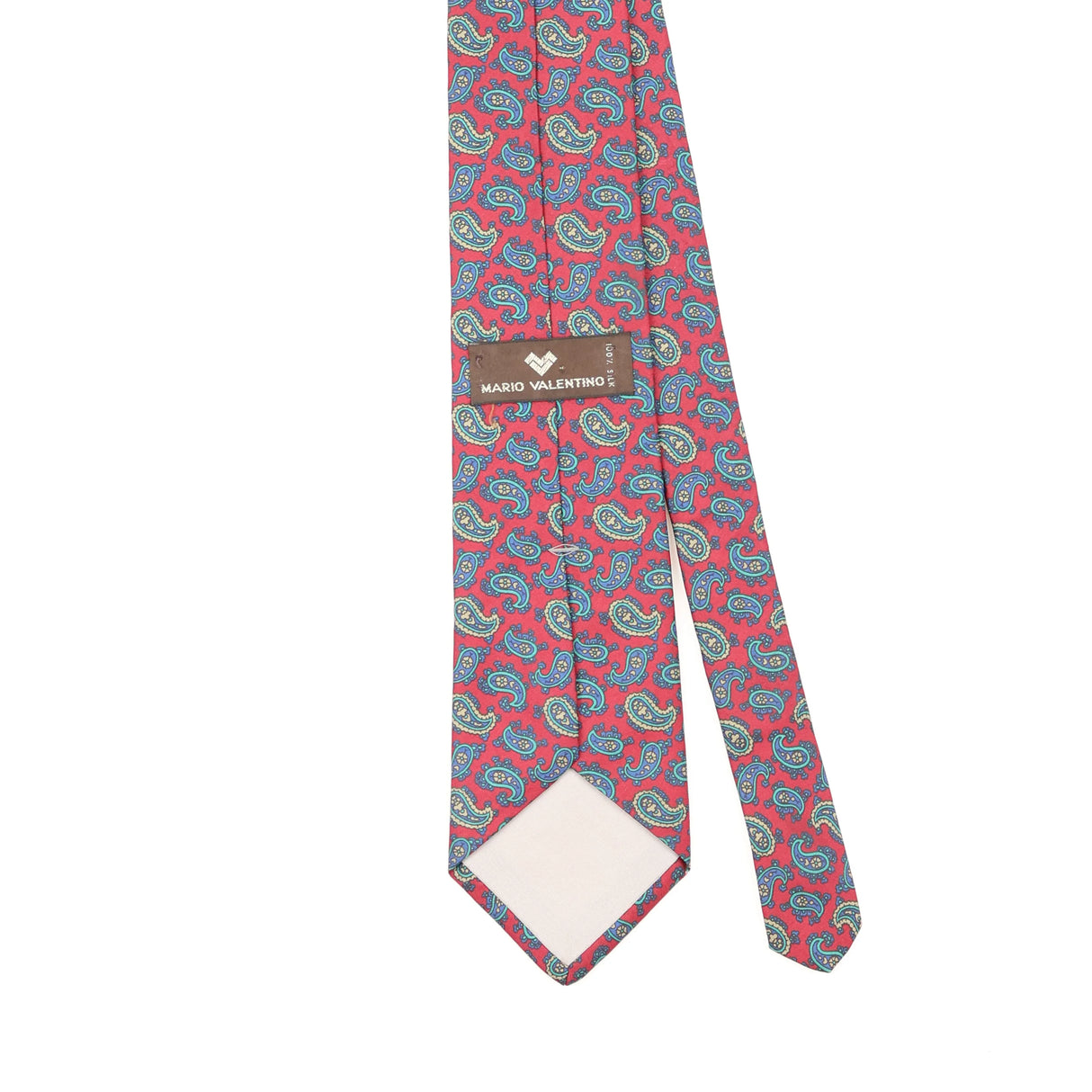 Back Back Detail of Vintage 1990's Mario Valentino Paisley Patterned Tie