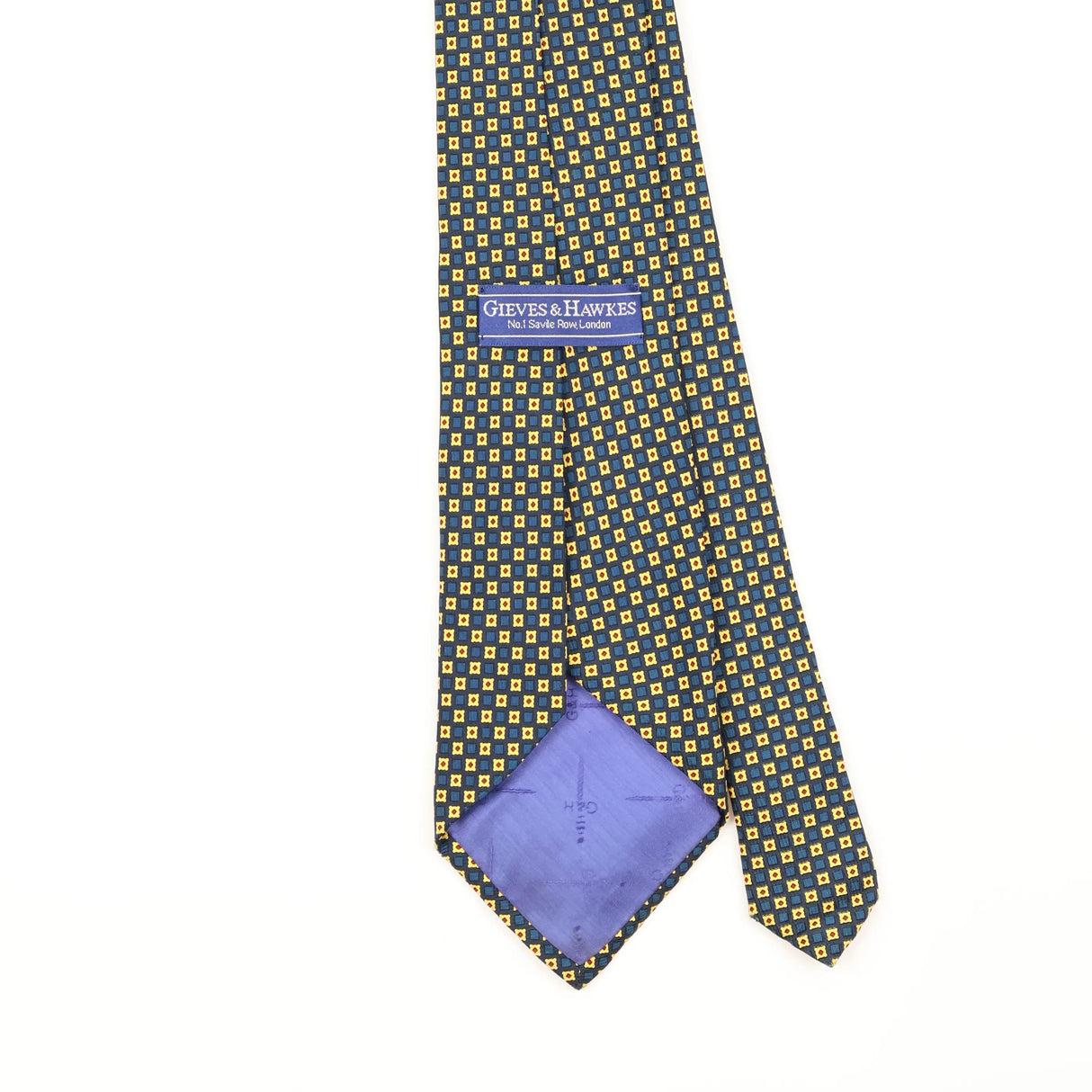 Back Detail of Vintage 1990's Gieves & Hawkes Geometric Patterned Tie
