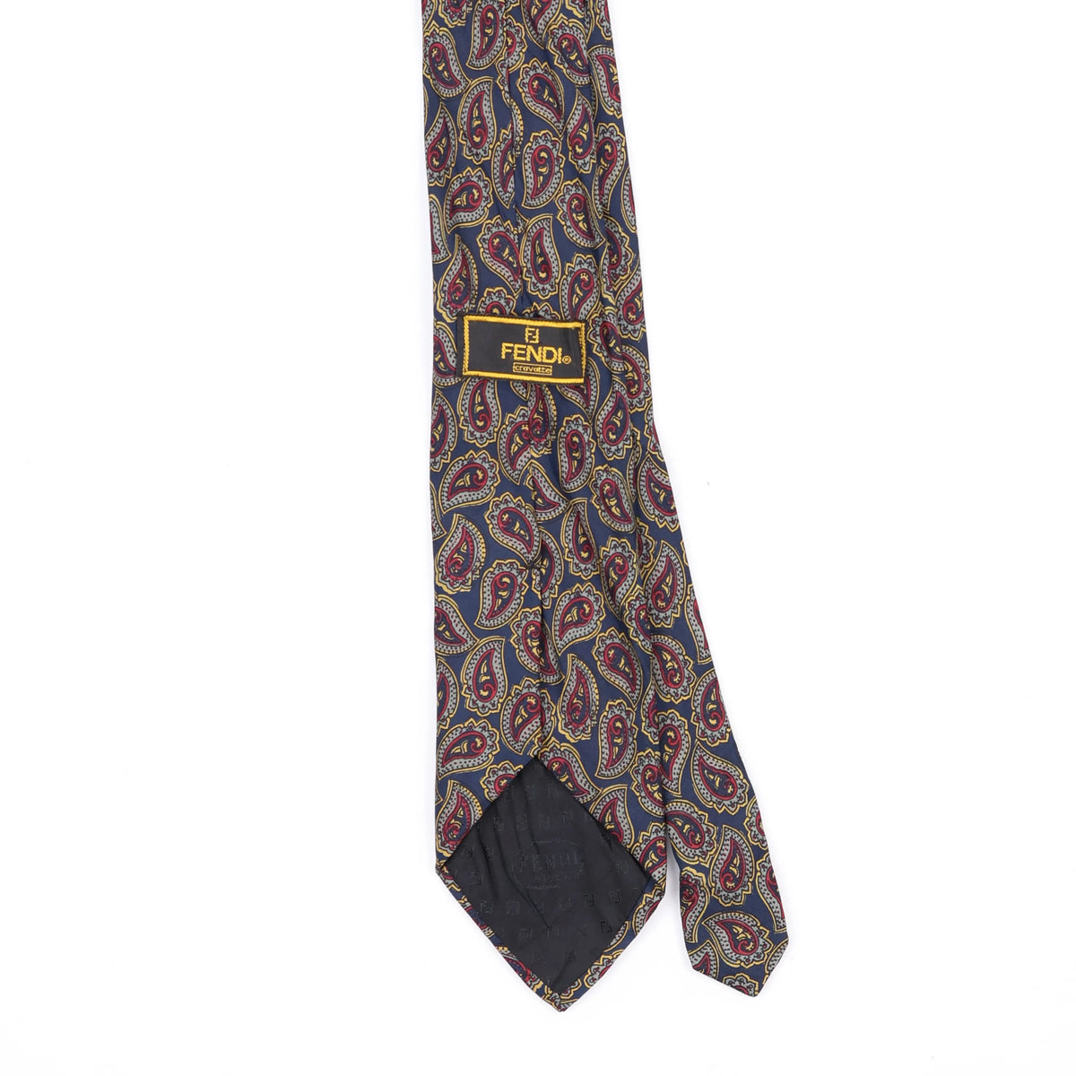 Back Back Detail of Vintage 1990's Fendi Paisley Patterned Tie