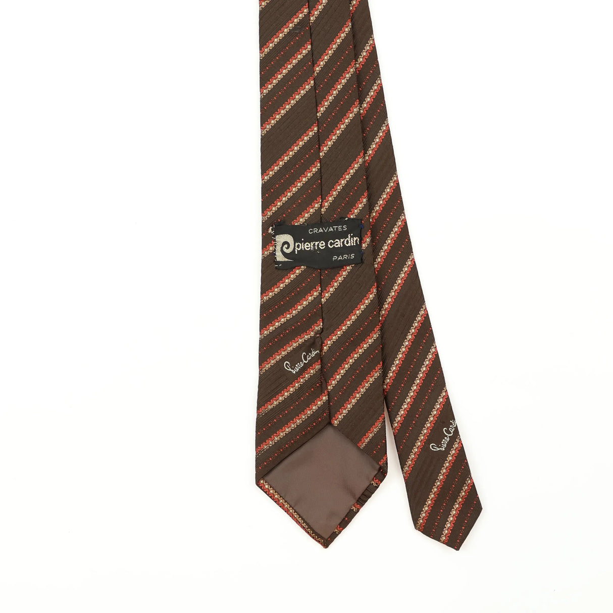 Back Back Detail of Vintage 1980's Pierre Cardin Striped Patterned Tie