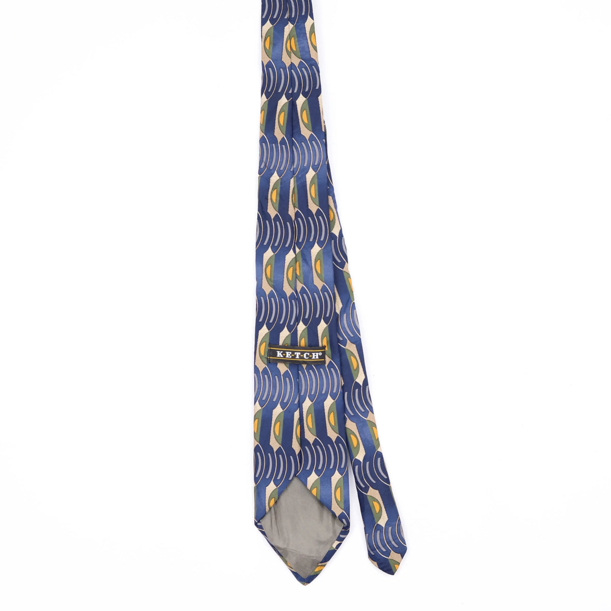 Back Back of Vintage Ketch Geometric Patterned Tie