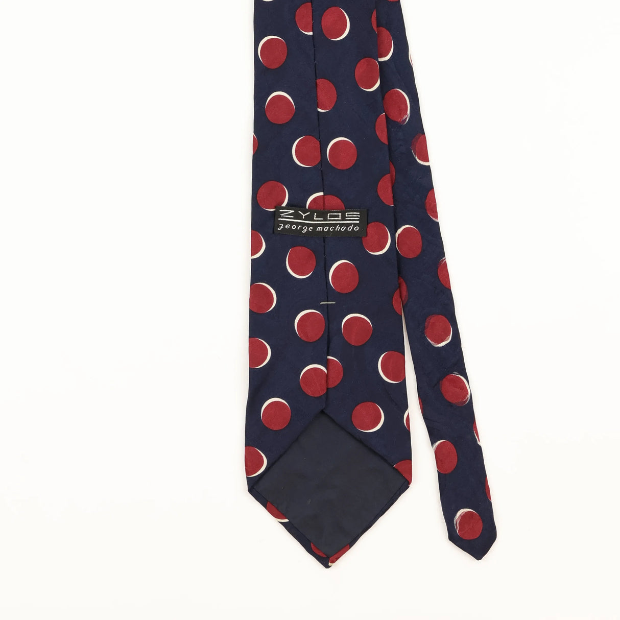 Back Detail of Vintage 1990's Zylos Polka Dot Patterned Tie