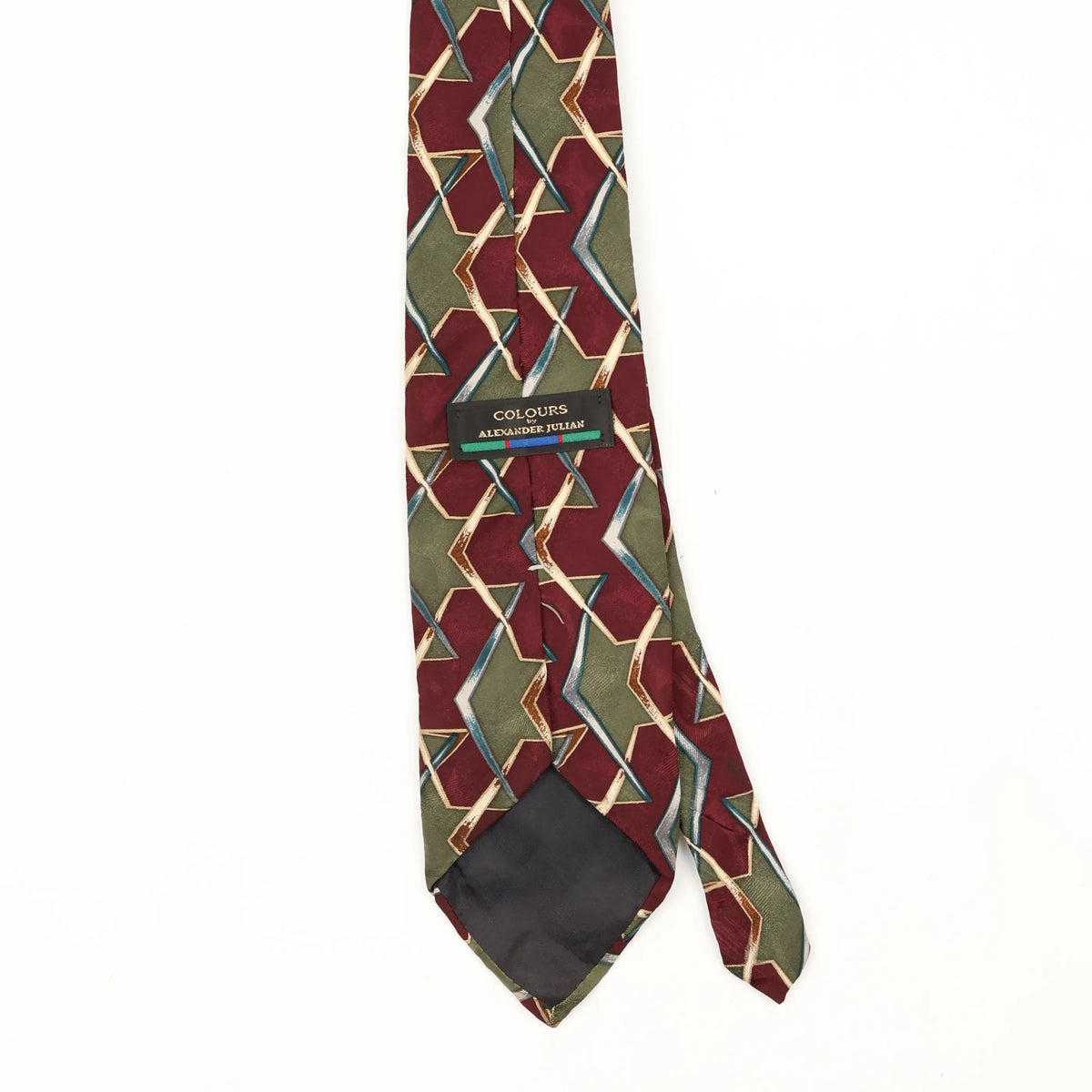 Back Back Detail of Vintage 1990's Alexander Julian Geometric Patterned Tie