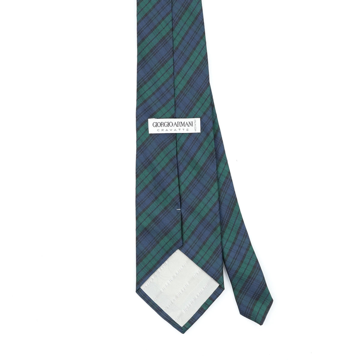 Back Back Detail of Vintage 1990's Giorgio Armani Tartan Plaids & Checks Patterned Tie