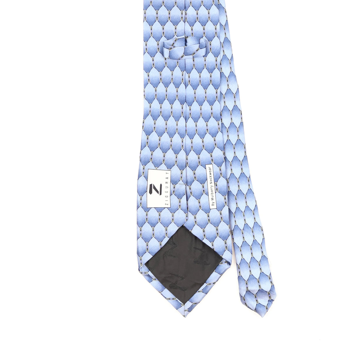Back Back Detail of Vintage 1990's Mulberry Geometric Patterned Tie