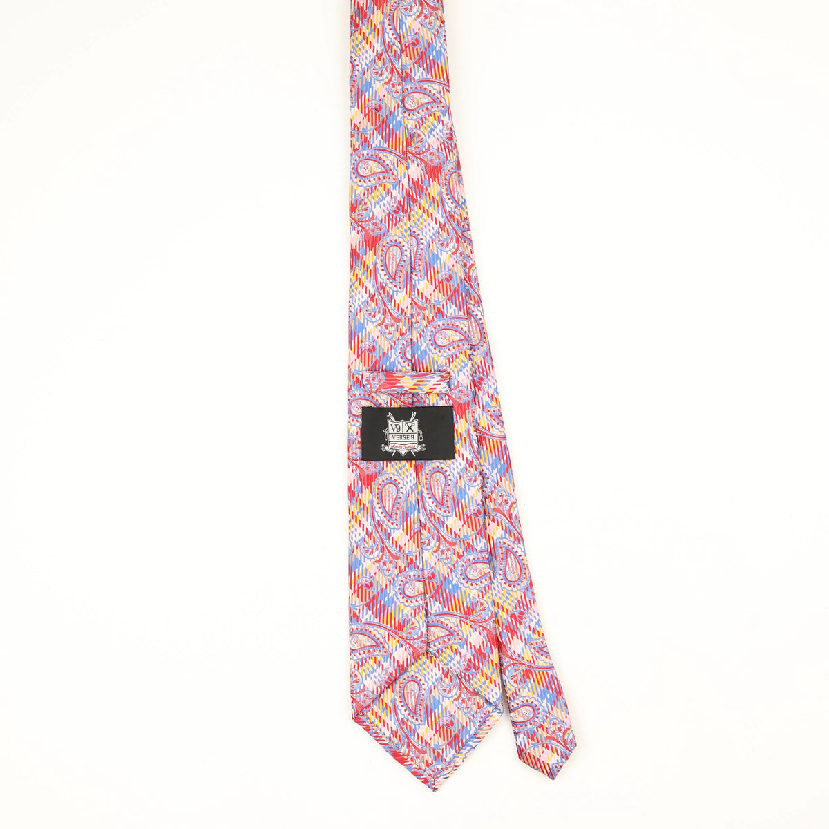 Back Back of Vintage 1990's Tartan Paisley Patterned Tie