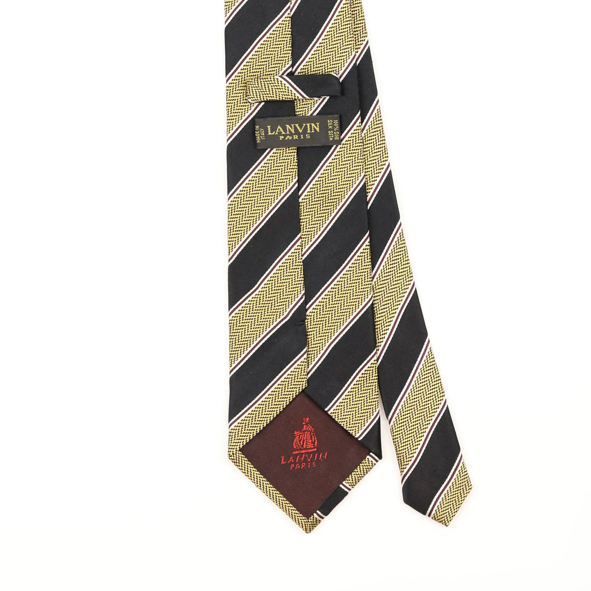 Back Detail of Vintage 1990's Lanvin Striped Patterned Tie