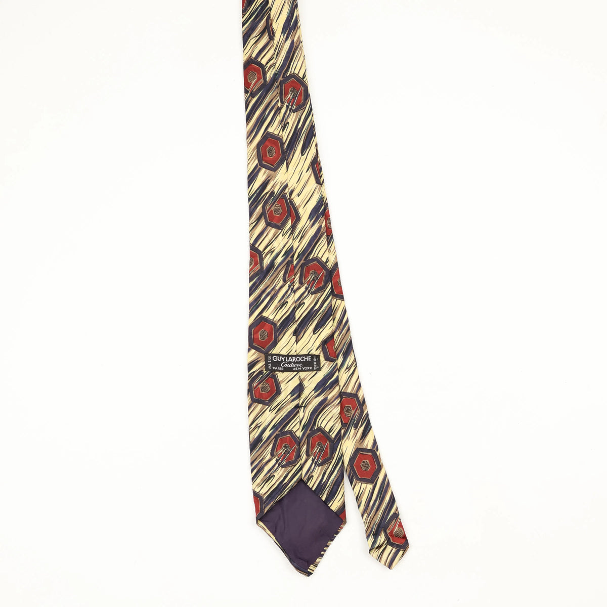 Back Back of Vintage 1990's Guy Laroche Geometric Patterned Tie