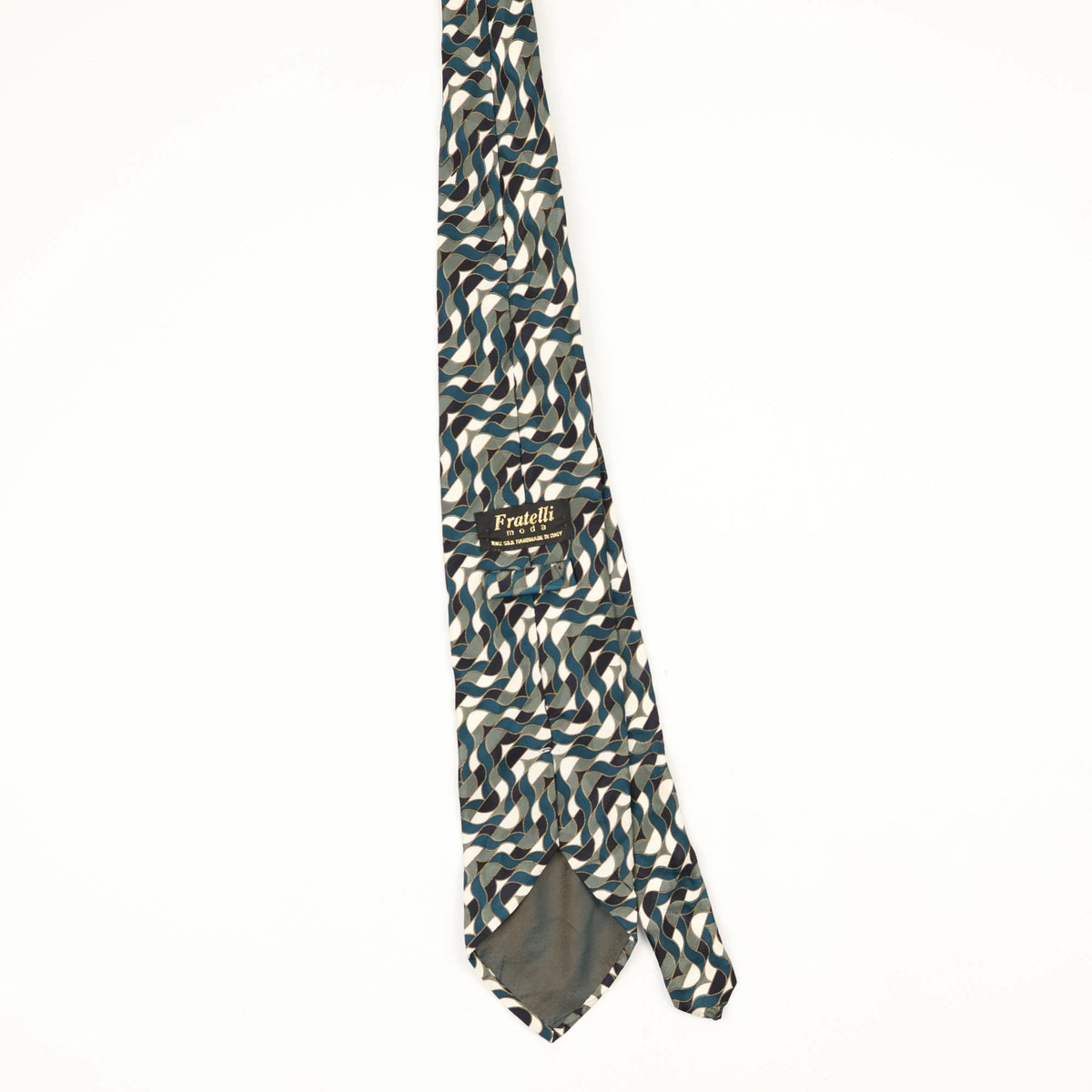 Back Back of Vintage 1990's Fratelli Waves Geometric Patterned Tie