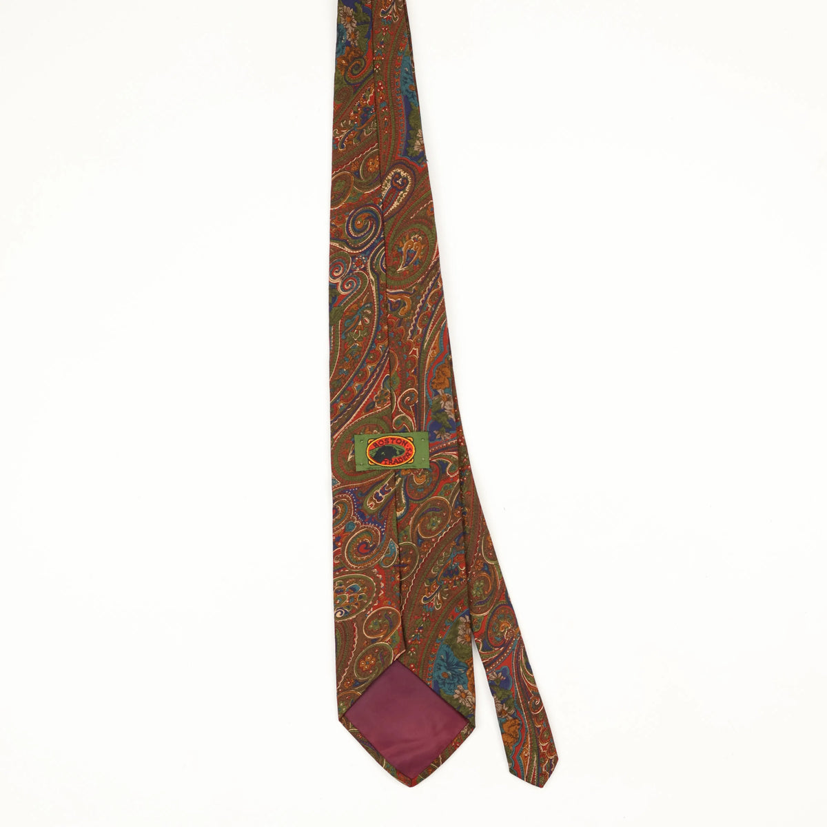 Back Back of Vintage 1990's Boston Traders Paisley Patterned Tie