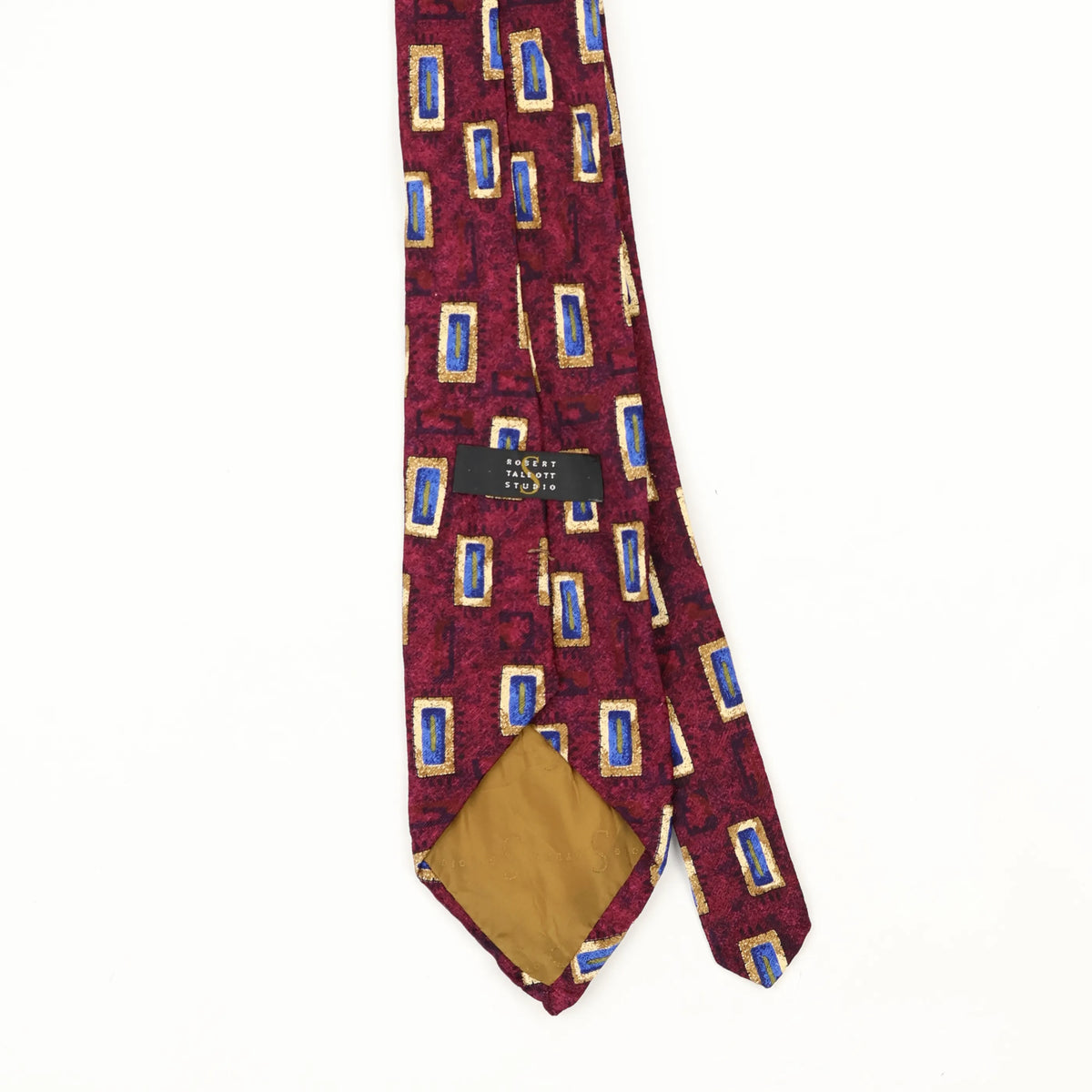 Back Back Detail of Vintage 1990's Robert Talbott Geometric Patterned Tie