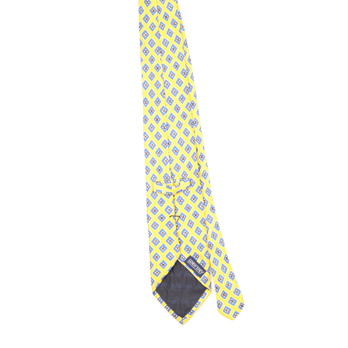 Back Back of Vintage 1990's Lands' End Geometric Patterned Tie