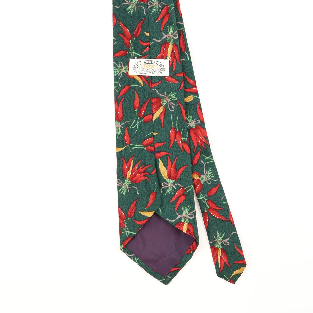 Back Detail of Vintage 1990's Eagles Wings Chilli Geometric Patterned Tie