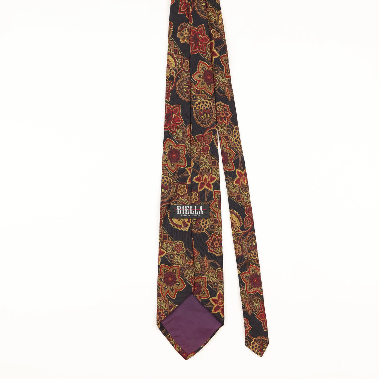 Back of Vintage 1990's Biella Floral Patterned Tie