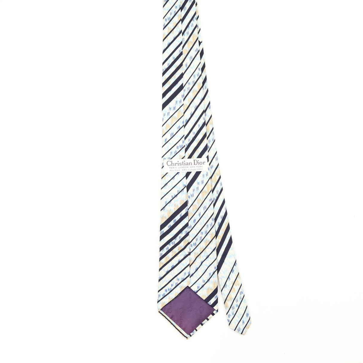 Back Back of Vintage 1990's Christian Dior Striped Patterned Tie