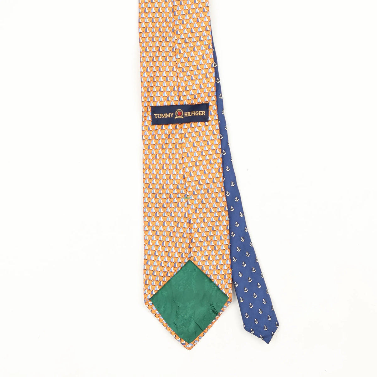 Back Back Detail of Vintage 1990's Tommy Hilfiger Sailing Boats Geometric Patterned Tie