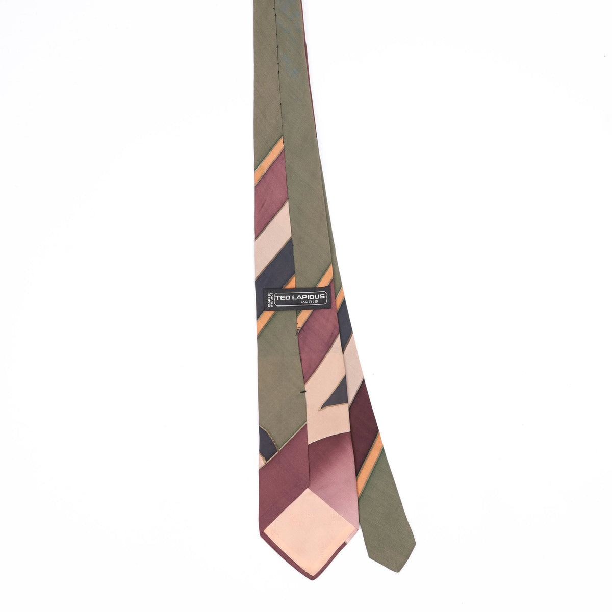 Back Back of Vintage 1980's Ted Lapidus Striped Patterned Tie