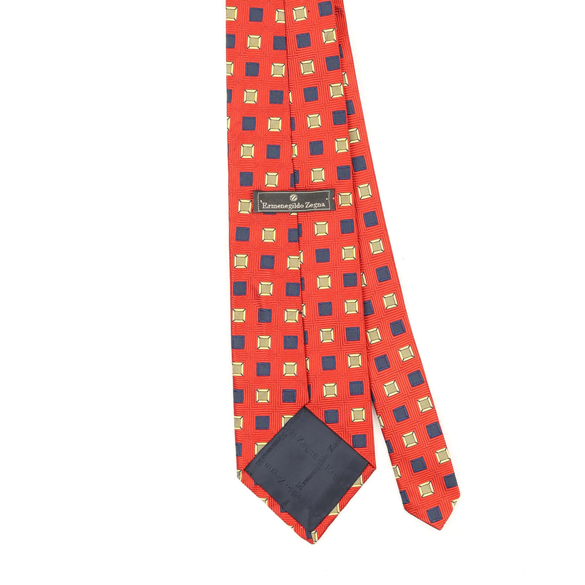 Back Back Detail of Vintage 1990's Ermenegildo Zegna Geometric Patterned Tie