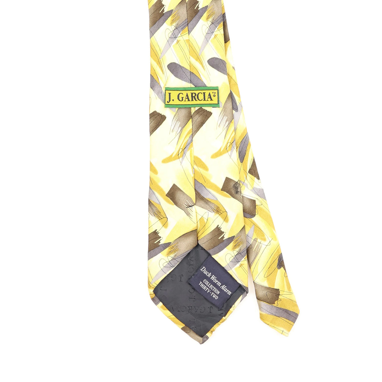 Back Back Detail of Vintage 1990's Jerry Garcia Duck Worm Alarm Abstract Patterned Tie