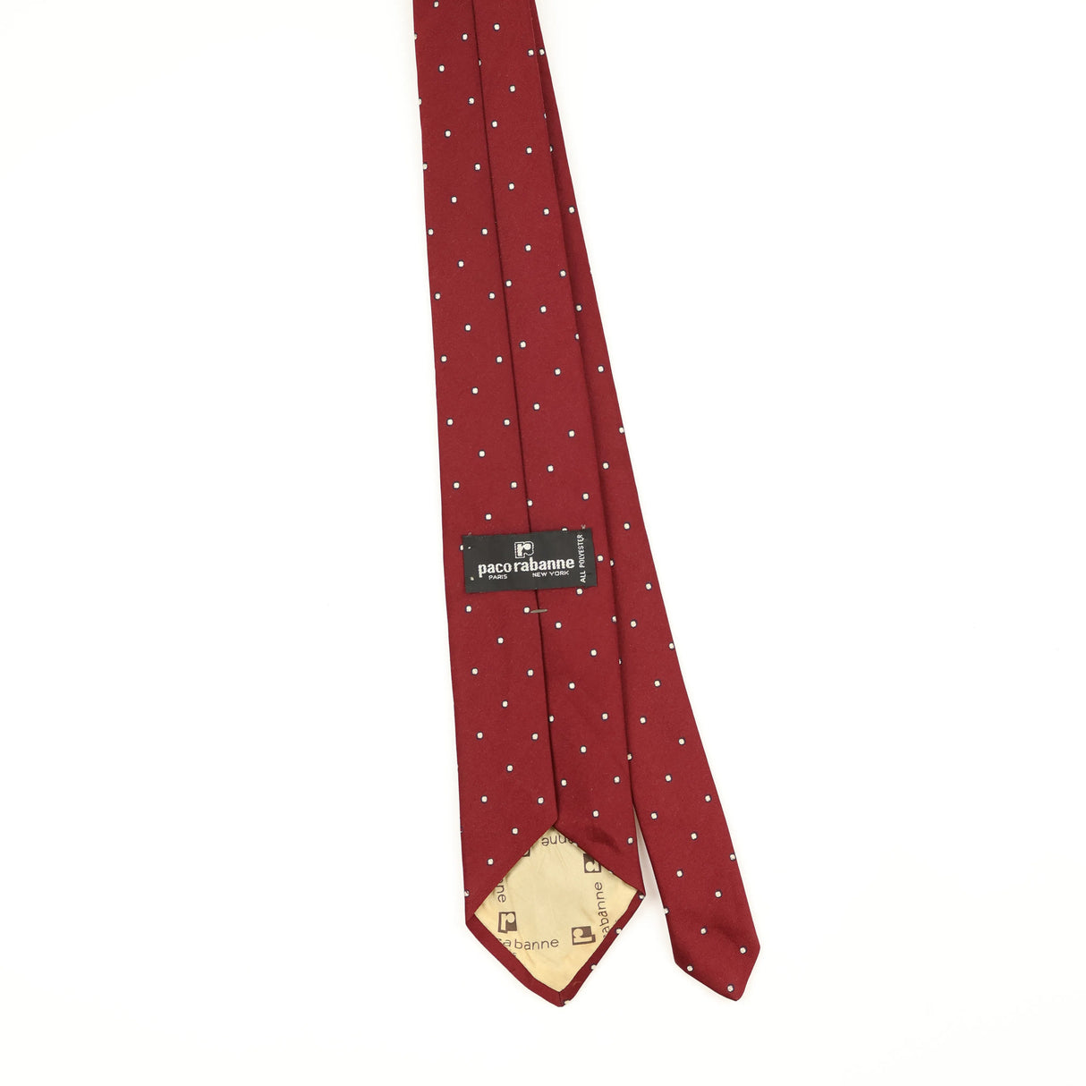 Back Back of Vintage 1980's Paco Rabanne Polka Dot Patterned Tie