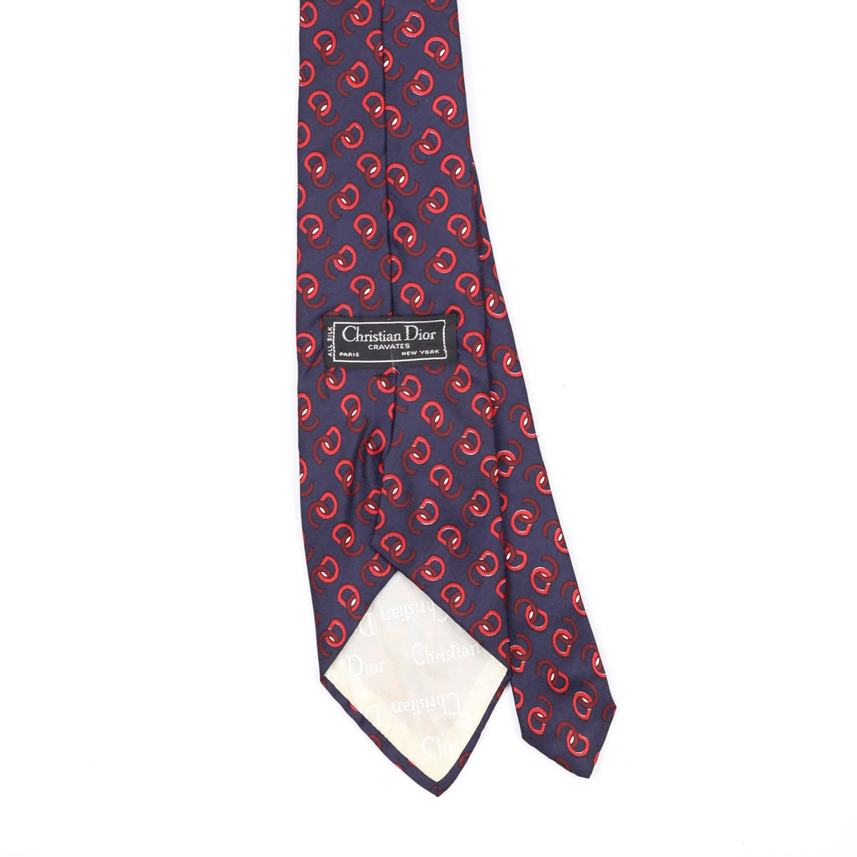 Back Back Detail of Vintage 1980's Christian Dior Links Geometric Patterned Tie
