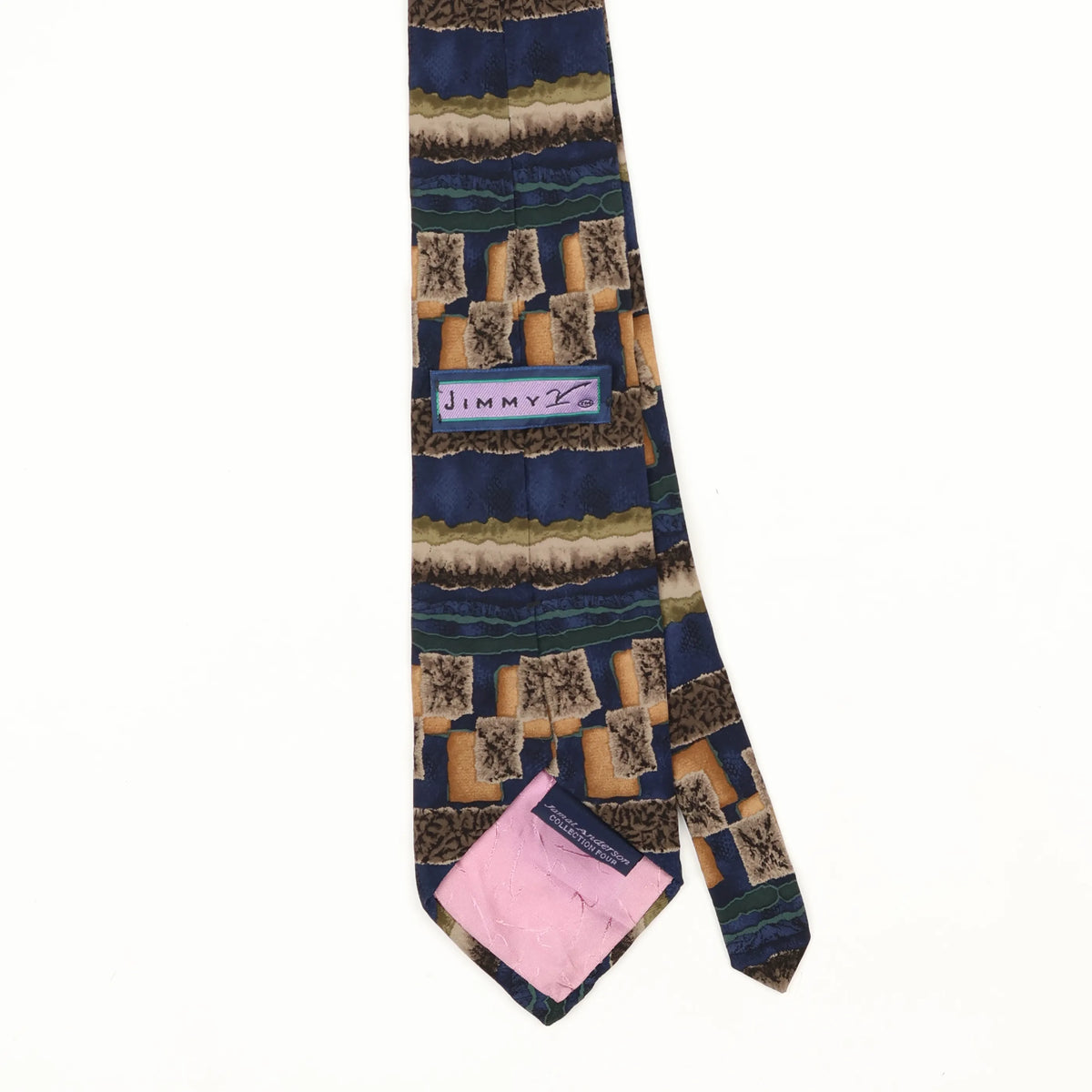 Back Back Detail of Vintage 1990's Stonehenge Jamal Anderson Geometric Patterned Tie
