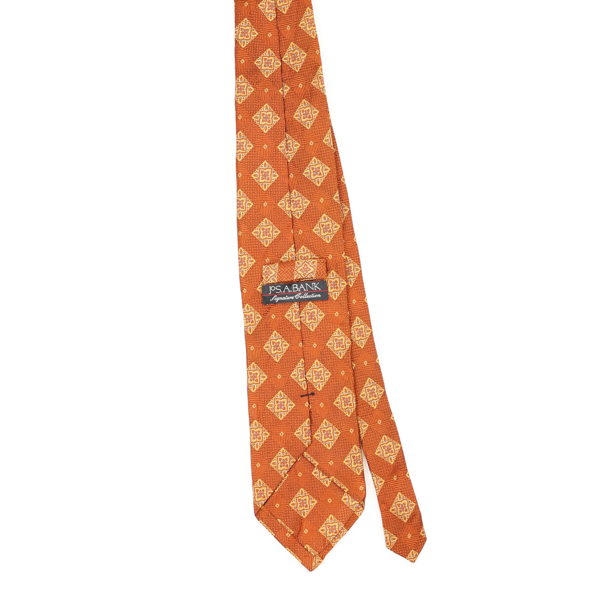 Back Back of Vintage 1990's Jos. A. Bank Geometric Patterned Tie