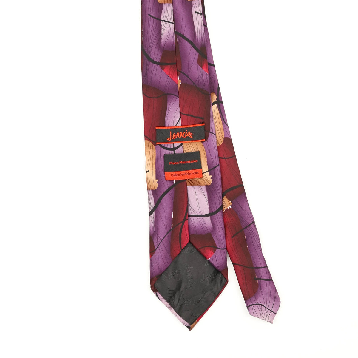 Back Back Detail of Vintage Jerry Garcia Moon Mountains Abstract Patterned Tie