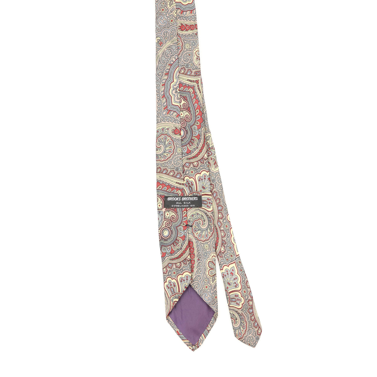 Back Back of Vintage 1990's Brooks Brothers Paisley Patterned Tie
