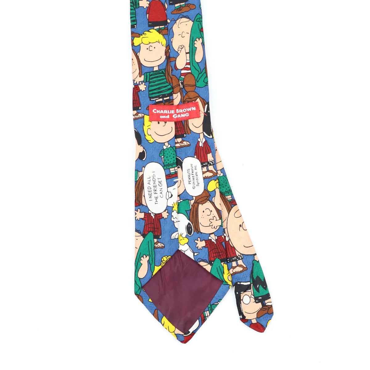 Back Back Detail of Vintage 1990's Snoopy Cartoon Patterned Tie