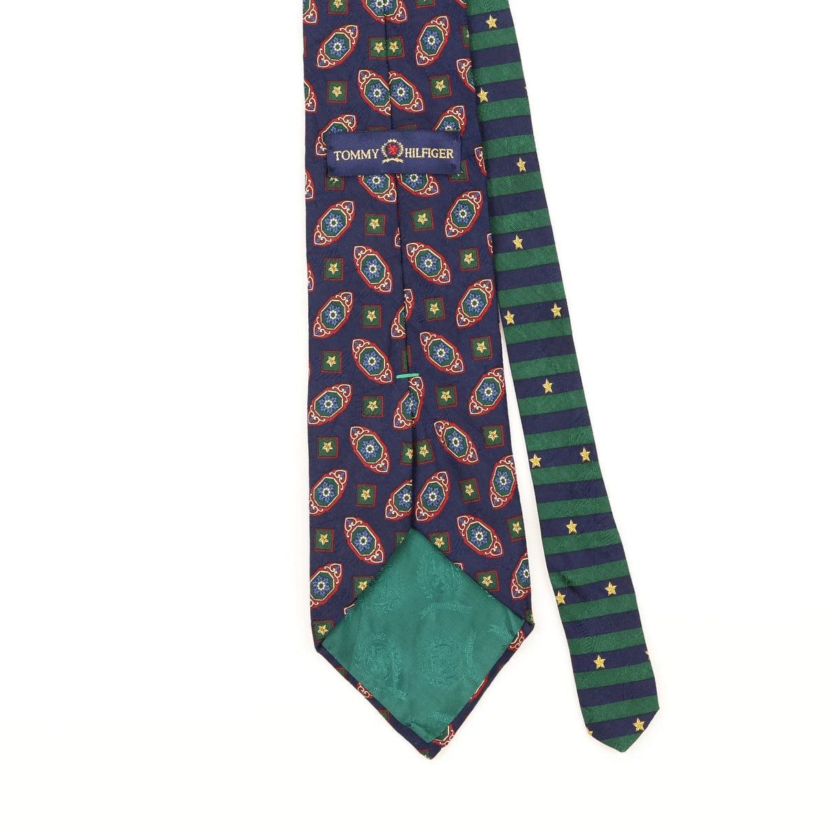 Back Detail of Vintage 1990's Tommy Hilfiger Geometric Patterned Tie