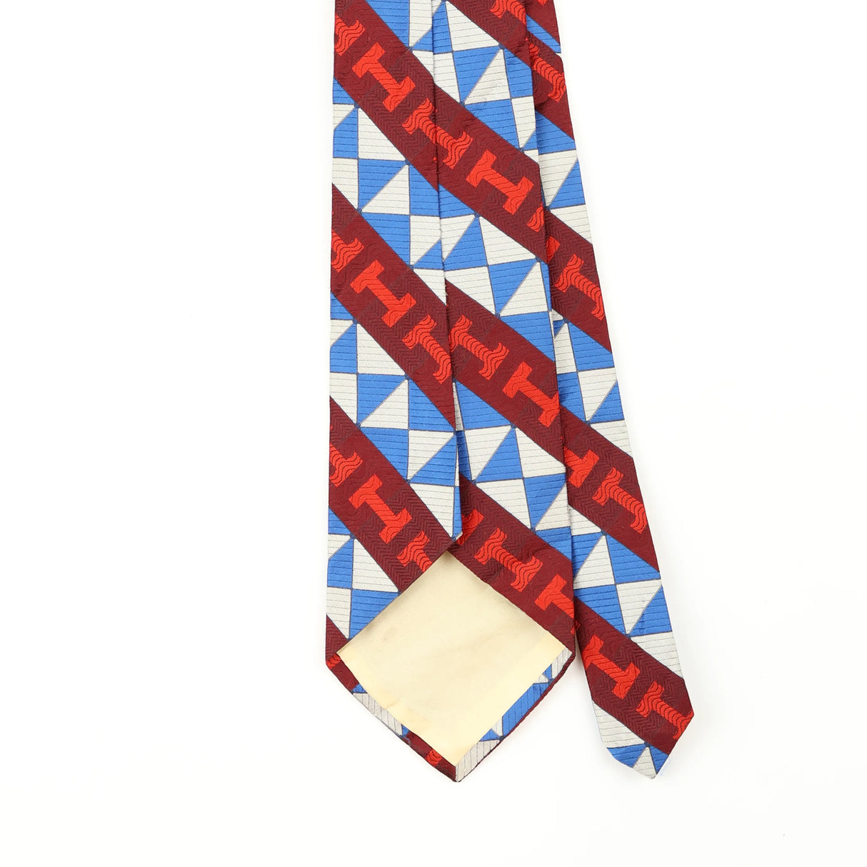 Back Back Detail of Vintage 1980's Geometric Patterned Tie