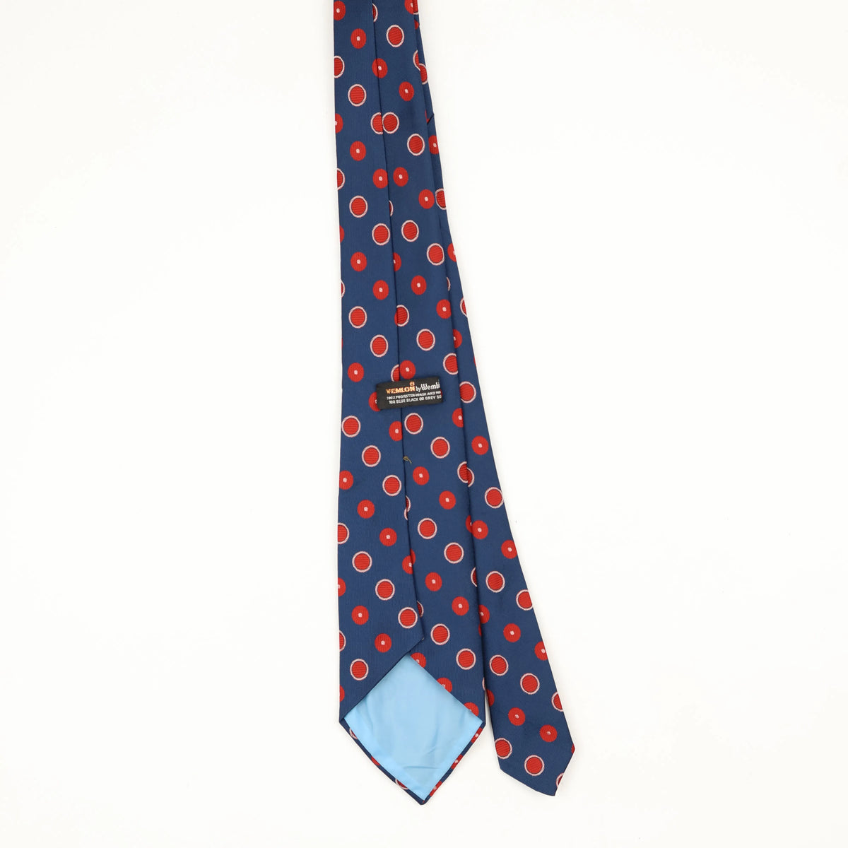 Back Back of Vintage 1980's Wembley Circles Polka Dot Patterned Tie