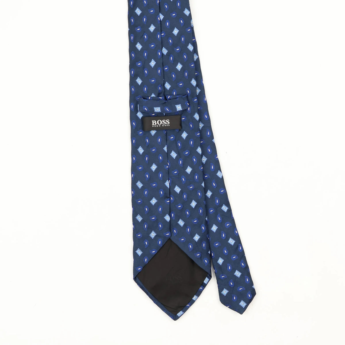 Back Back Detail of Vintage 1990's Hugo Boss Geometric Patterned Tie