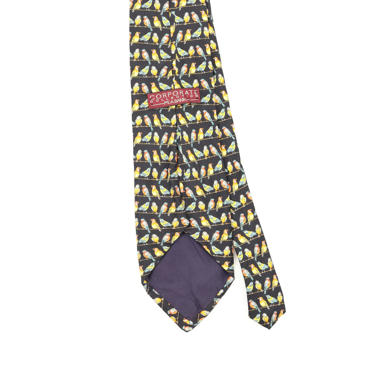 Back Back Detail of Vintage 1990's Jos. A. Bank Birds Geometric Patterned Tie