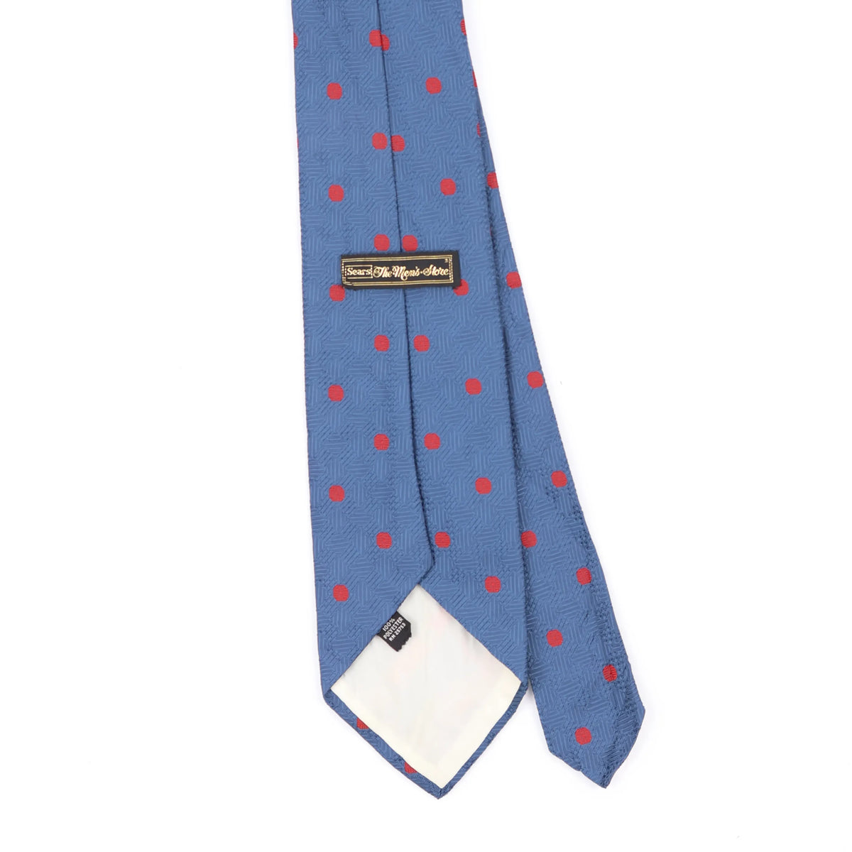 Back Back Detail of Vintage 1980's Sears Polka Dot Patterned Tie