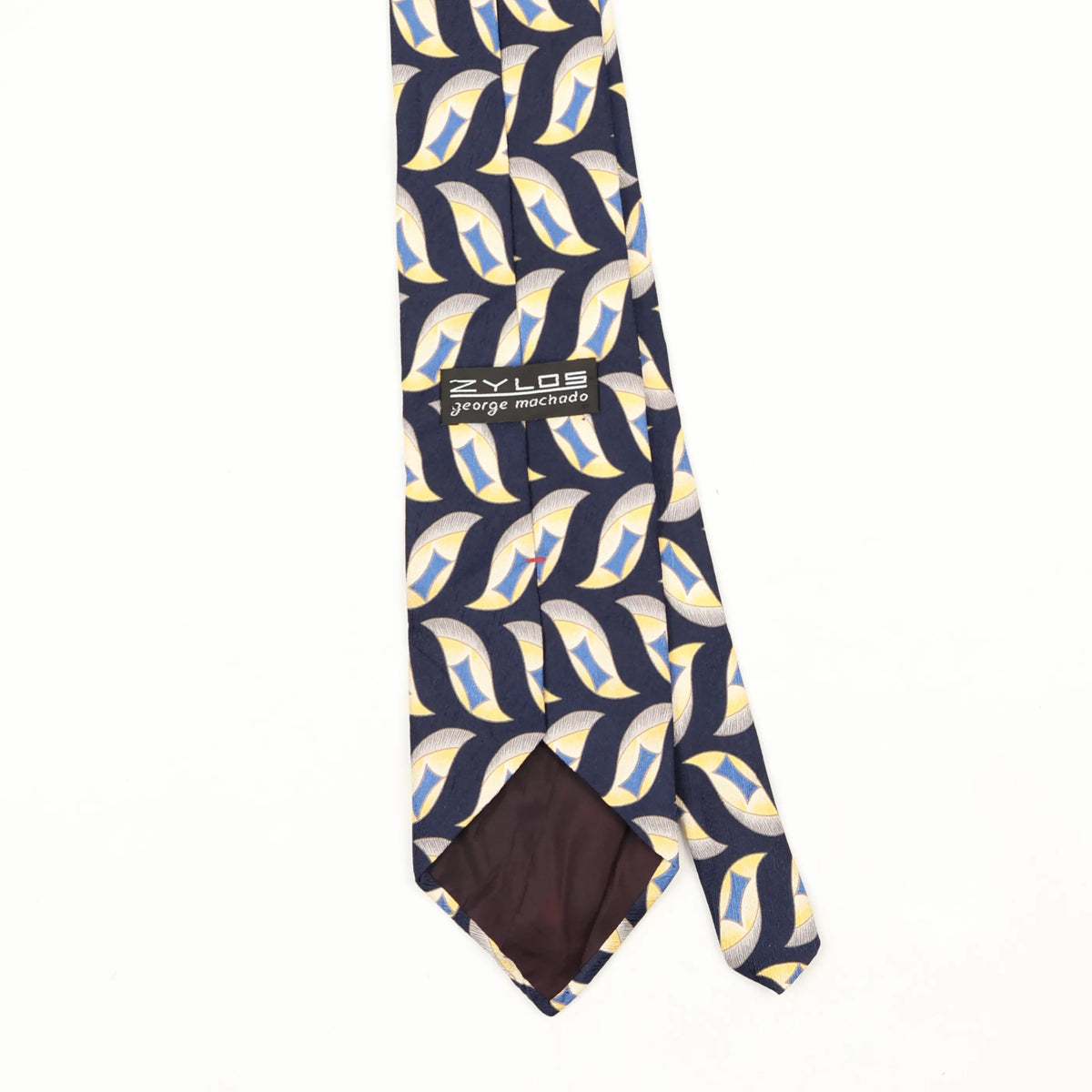 Back Back Detail of Vintage 1990's Zylos Geometric Patterned Tie