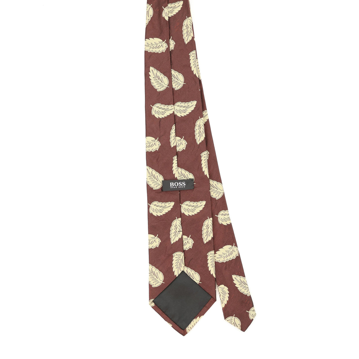 Back Back of Vintage 1990's Hugo Boss Leaves Floral Patterned Tie