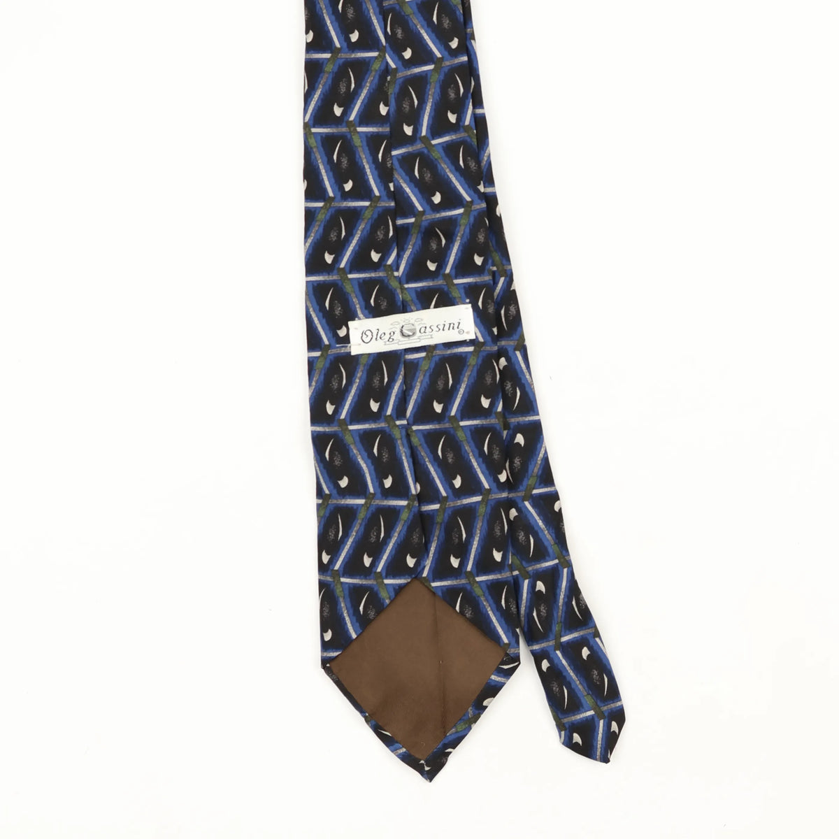 Back Back Detail of Vintage 1990's Oleg Cassini Geometric Patterned Tie