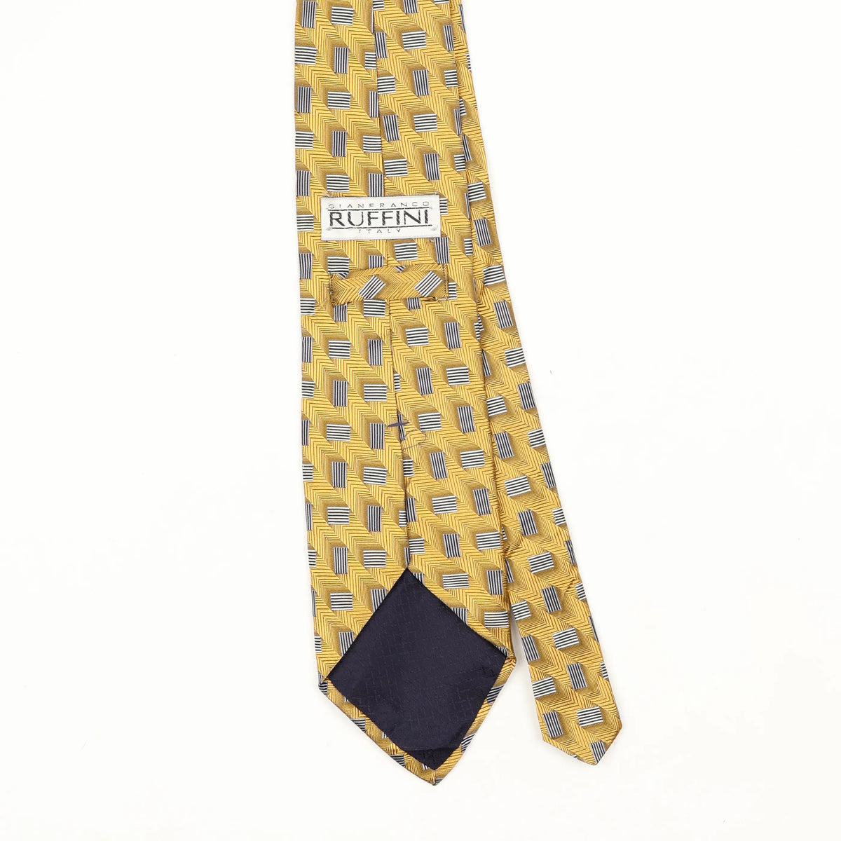Back Back Detail of Vintage 1990's Gianfranco Ruffini Geometric Patterned Tie