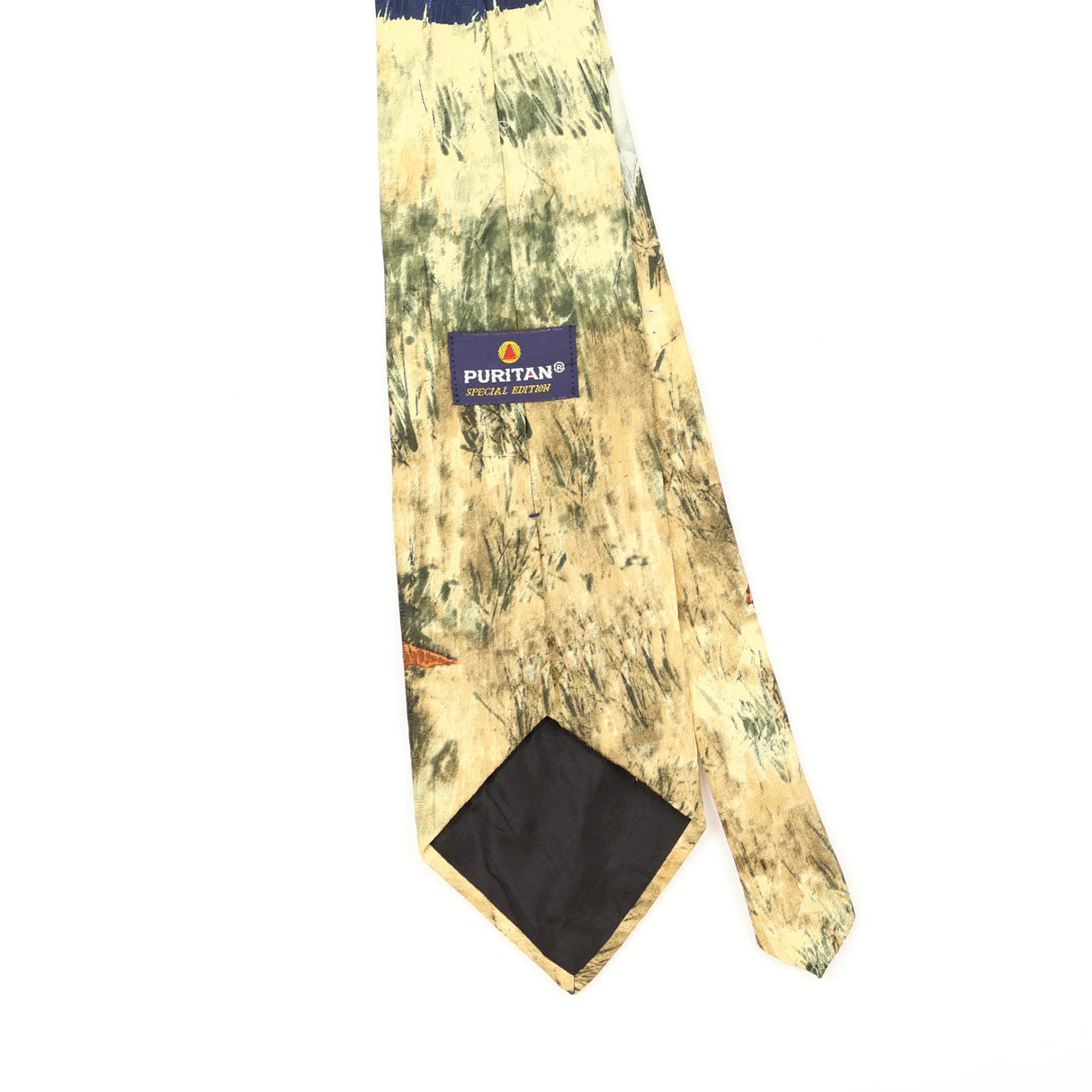 Back Back Detail of Vintage 1990's Puritan Pheasant Animal Print Patterned Tie