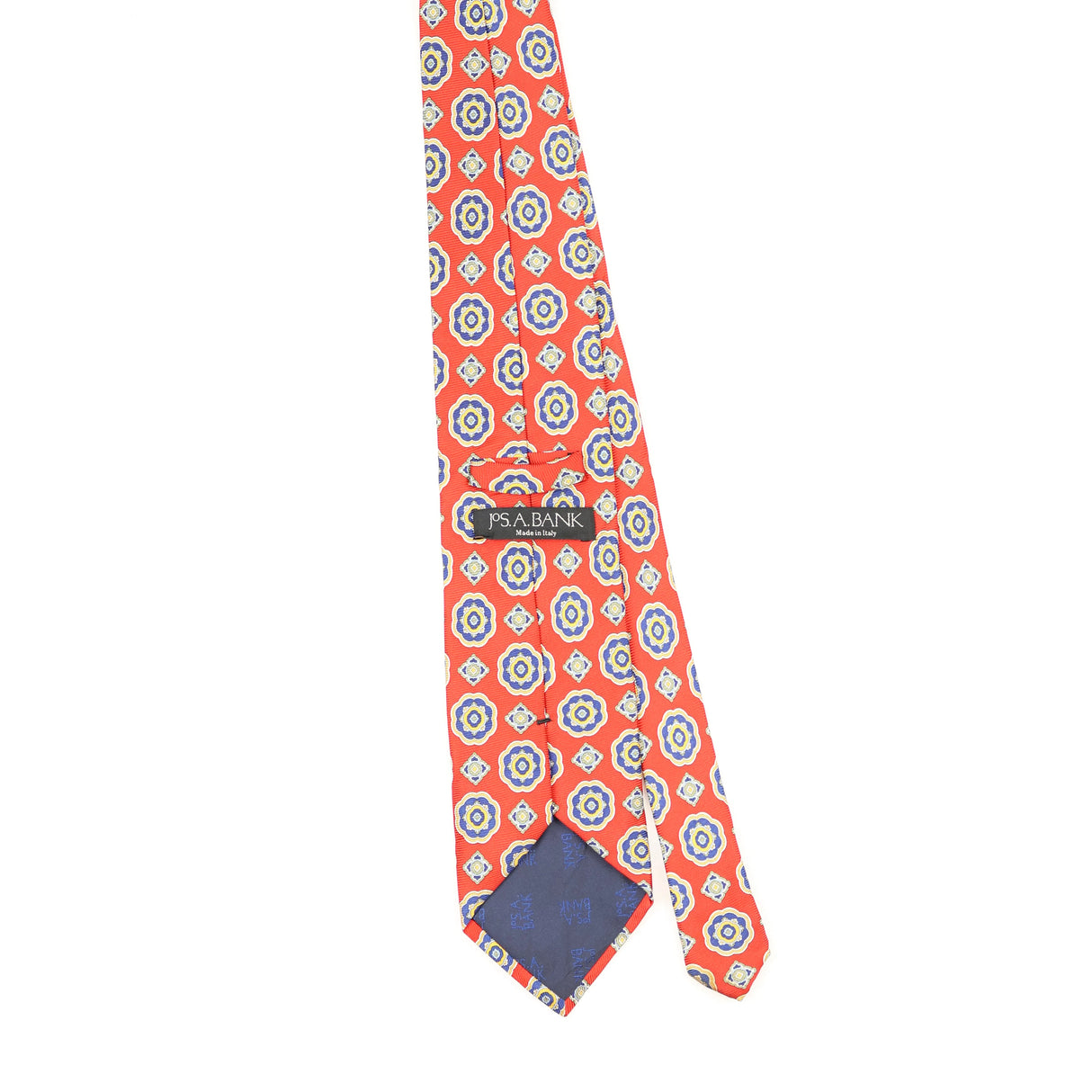 Back Back of Vintage 1990's Jos. A. Bank Geometric Patterned Tie