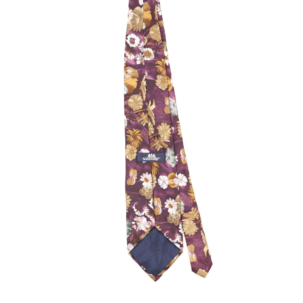 Back Back of Vintage 1990's Stafford Flowers Floral Patterned Tie