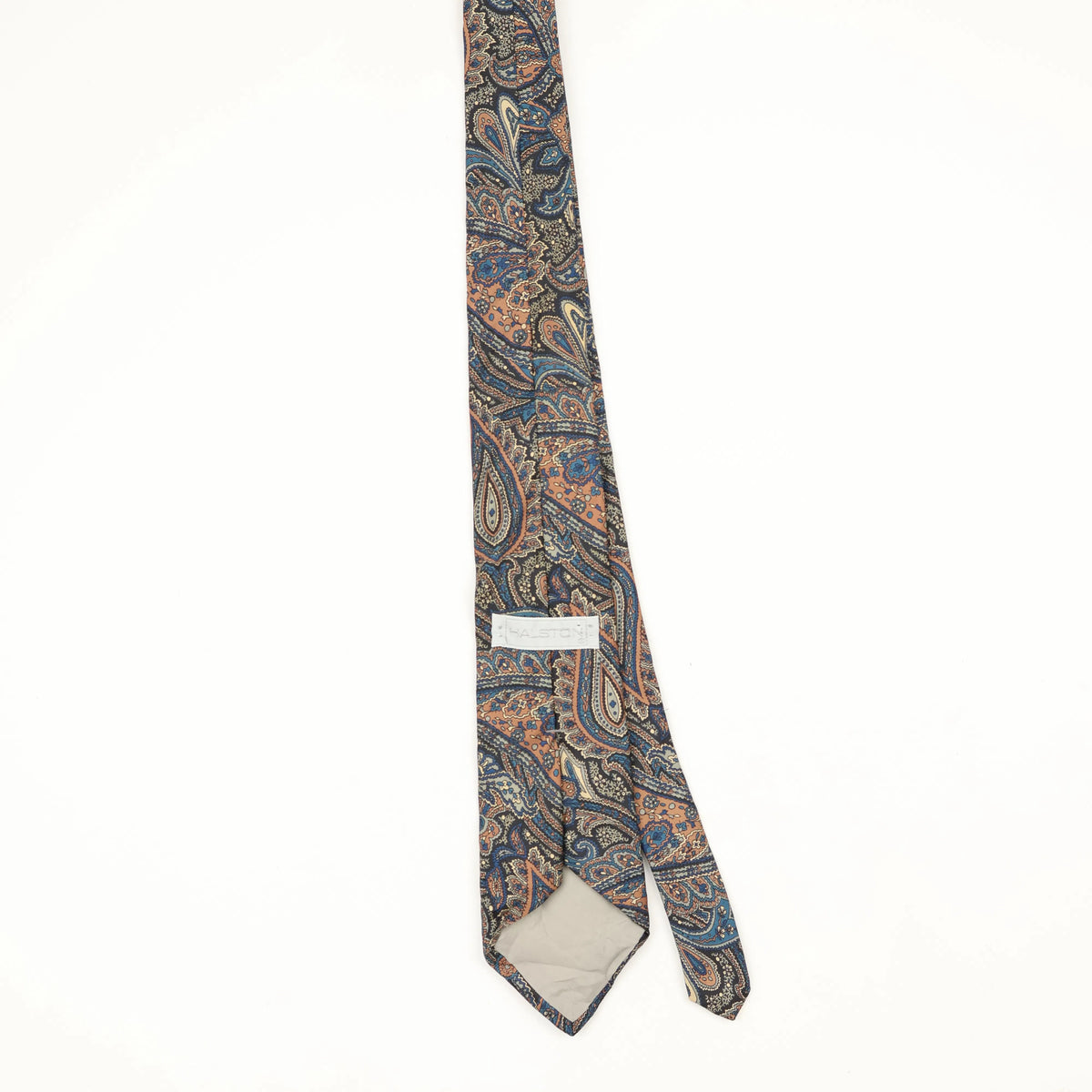 Back Back of Vintage 1990's Halston Paisley Patterned Tie
