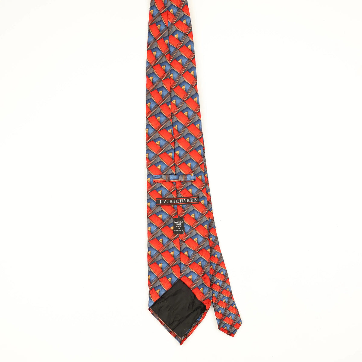 Back Back of Vintage 1990's Jz Richards Geometric Patterned Tie