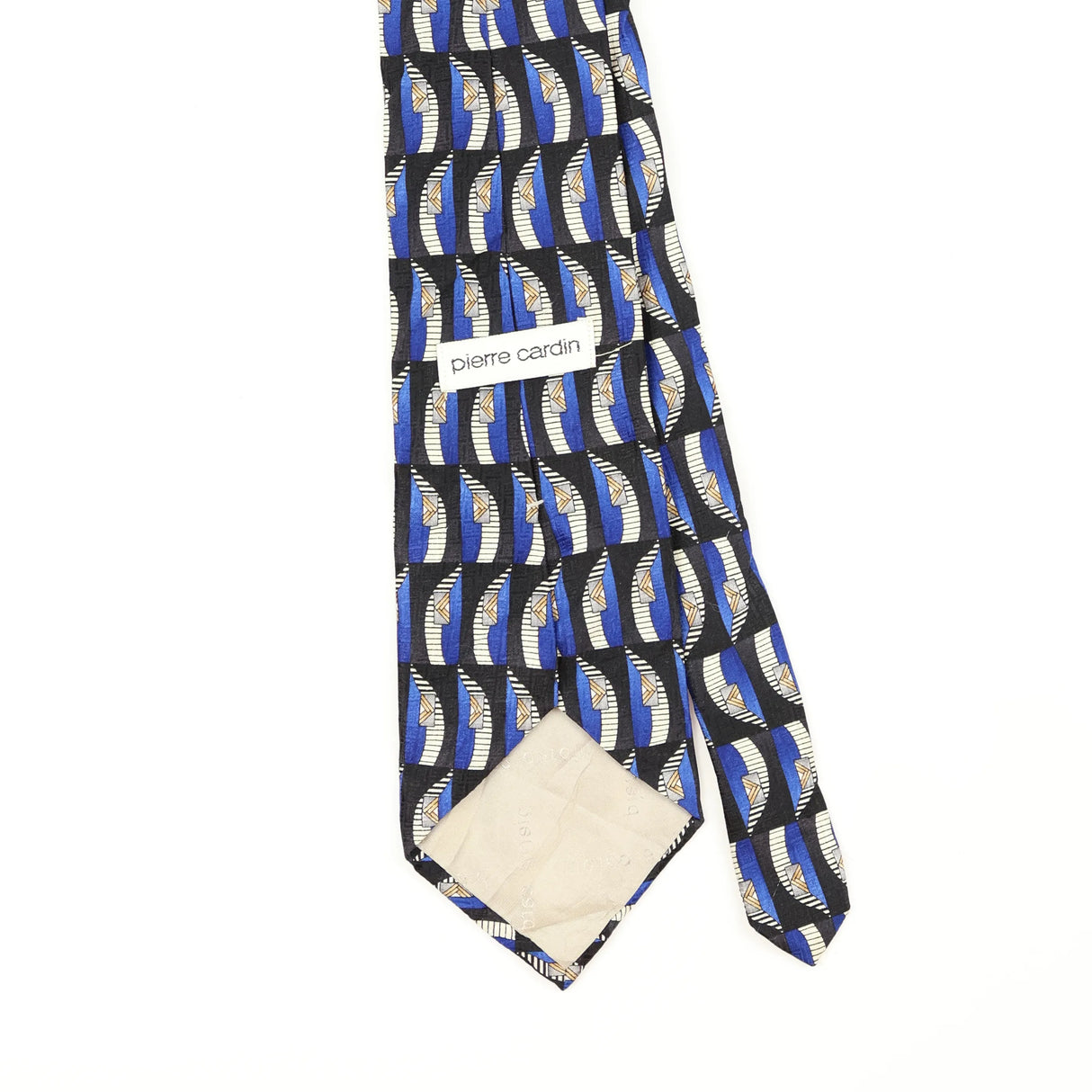 Back Back Detail of Vintage 1990's Pierre Cardin Geometric Patterned Tie