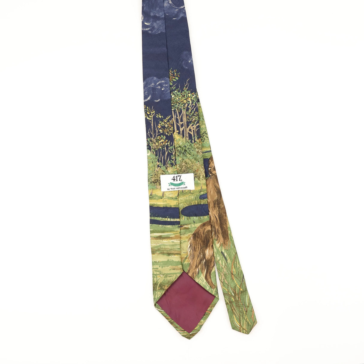 Back of Vintage 1990's Van Heusen Dog Animal Print Patterned Tie
