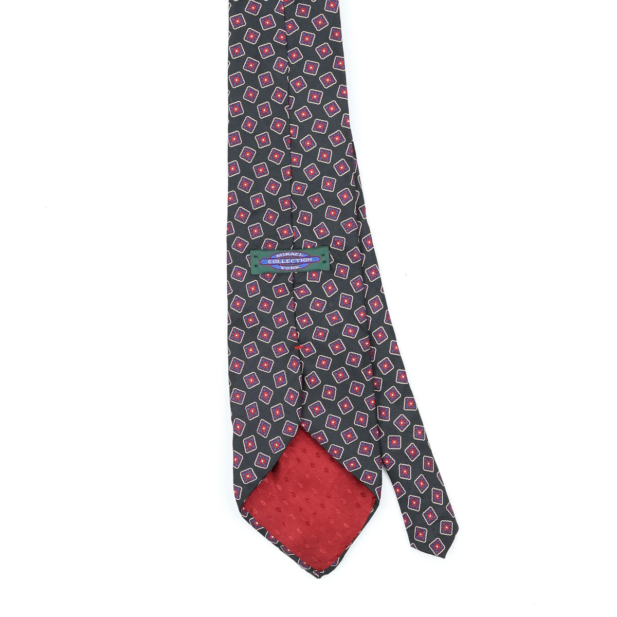 Back Back Detail of Vintage 1990's Foulard Geometric Patterned Tie