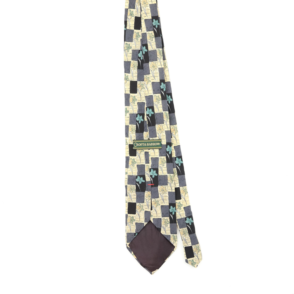 Back Back of Vintage 1990's Croft & Barrow Flowers Geometric Patterned Tie