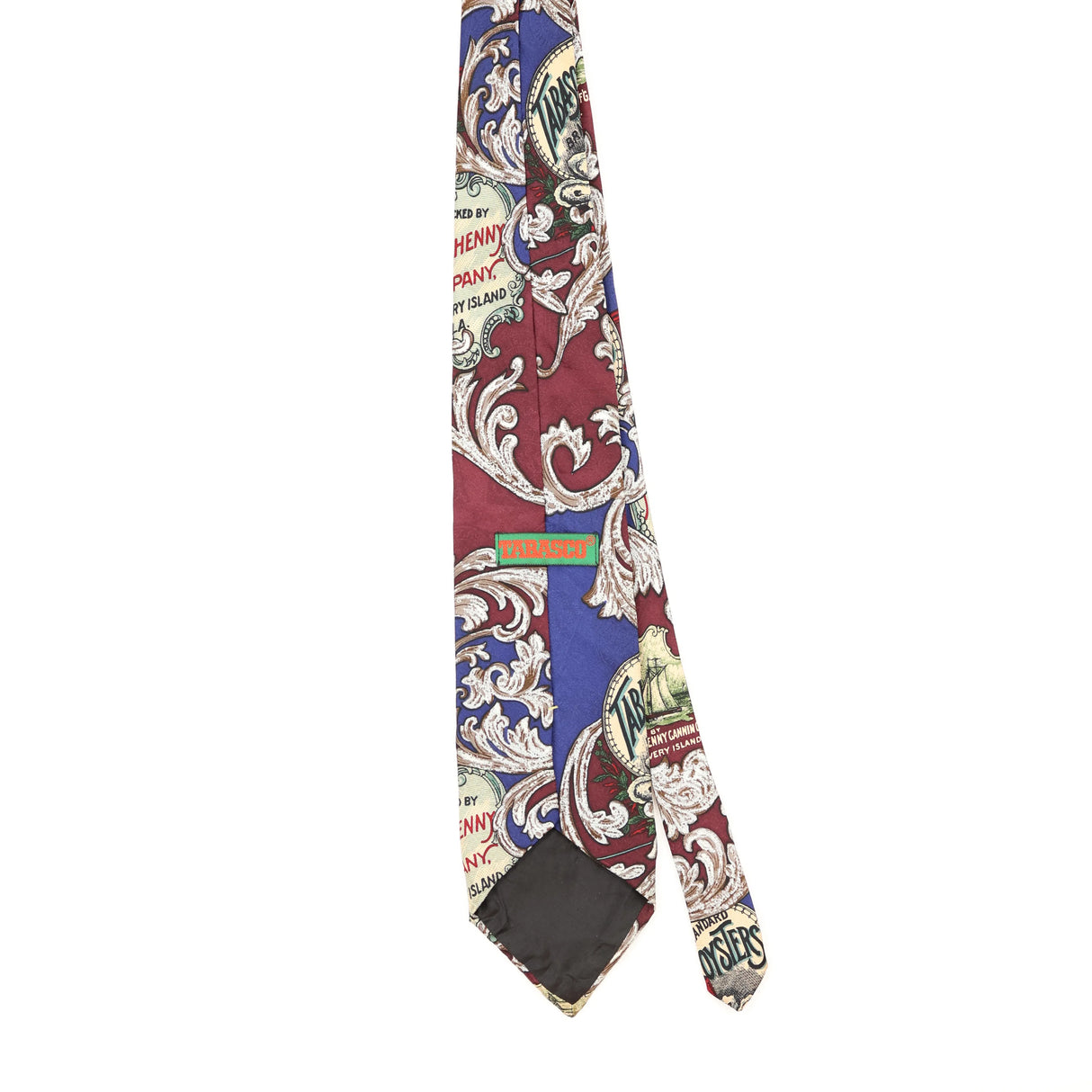 Back of Vintage 1990's Tabasco Hot Sauce Cartoon Patterned Tie